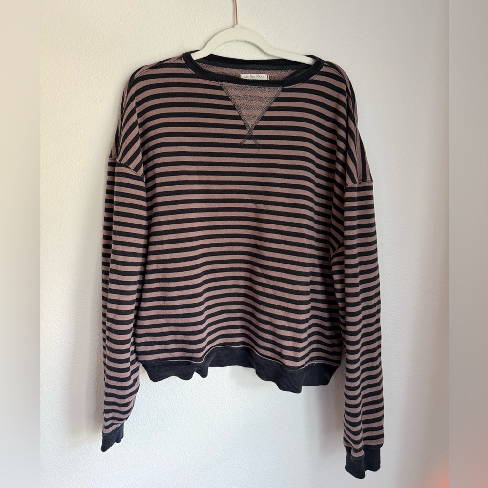 Free People classic striped oversized crewneck